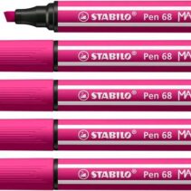 Stabilo Pen 68 MAX Rotulador - Punta de Fibra Biselada - Trazo entre 1-5mm aprox. - Tinta a Base de Agua - Color Rosa