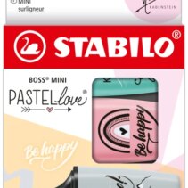 Stabilo Boss Mini Pastellove Pack de 3 Marcadores Fluorescentes - Trazo entre 2 y 5mm - Tinta con Base de Agua - Antisecado - Colores Rosa