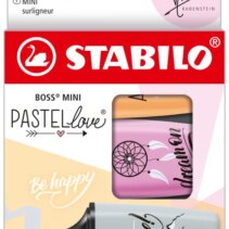 Stabilo Boss Mini Pastellove Pack de 3 Marcadores Fluorescentes - Trazo entre 2 y 5mm - Tinta con Base de Agua - Antisecado - Colores Fucsia