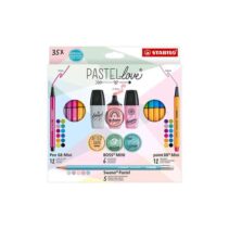 Stabilo Pastellove Pack de 35 Marcadores y Rotuladores - 12 Rotuladores Premium Pen 68 Mini