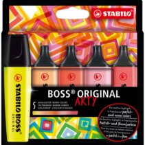 Stabilo Boss Original Arty Pack de 5 Marcadores Fluorescentes Colores Calidos - Trazo entre 2 y 5mm - Tinta con Base de Agua