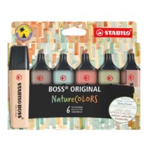 Stabilo Boss Naturecolors Pack de 6 Marcadores - Trazo entre 2 y 5mm - Tinta con Base de Agua - Colores Siena