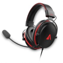 Abysm AG700 Auriculares Gaming 7.1 con Microfono Extraible - Diadema Ajustable - Almohadillas Acolchadas - Controles en Cable - Cable de 1.20m - Color Negro/Rojo