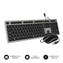 Subblim Ergo Combo Teclado y Raton USB - Diseño Ergonomico y Teclas Concavas - Silent Keys - Color Plata