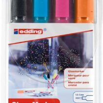 Edding 95 Pack de 4 Rotuladores de Tiza Liquida - Punta Redonda - Trazo 1.5-3mm - Colores Negro