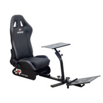 FR-TEC Asiento Simulador de Carreras Racing Seat Race - Asiento Tipo Baquet - Respaldo de 81cm - Inclinacion de Hasta 135° - Base de Volante de 45x22cm - Estructura Ajustable - Almohadillas Antideslizantes - Base de Pedales Ajustable - Color Negro