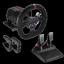 FR-TEC Volante con Force Feedback Force Racing Wheel - Tecnologia Forcesense - Aro de 26.5cm de Diametro - Pedales Regulables - Color Negro