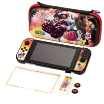 FR-TEC Estuche con Foam para Nintendo Switch One Piece Full Pack Dressrosa + Carcasa para Joycon + Grips Antideslizantes + Protector de Pantalla + Estuche de Juegos - Color Varios