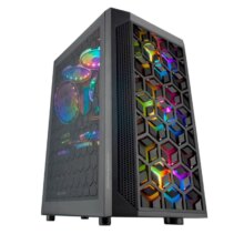 Mars Gaming Caja Compacta Gaming MCMESH - Tecnologia MESH 360º - 3 Ventiladores FRGB 120mm - Soporte para MicroATX & Mini-ITX - Refrigeracion Liquida - Negro - Color Negro