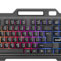 Mars Gaming Teclado Gaming MK120 - Aluminio - Iluminacion FRGB - Soporte Smartphone - Portugues - Color Negro