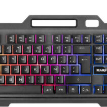 Mars Gaming Teclado Gaming MK120 - Aluminio - Iluminacion FRGB - Soporte Smartphone - Frances - Color Negro