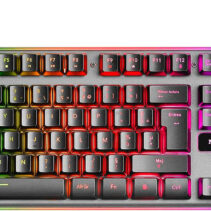 Mars Gaming Teclado Gaming MK220 - Tecnologia H-MECH - Iluminacion FRGB Rainbow - Panel de Aluminio - Base de ABS Reforzado - Diseño Completo - Material Aluminio + ABS - Longitud del Cable 150cm - Frances - Color Negro