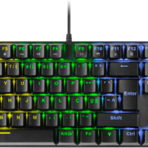 Mars Gaming Teclado Mecanico RGB MK422 - Tecnologia Antipolvo - Efectos de Iluminacion Rainbow - Teclas Ultra-resistentes - Funciones Multimedia y Modo Juego - PR de 1000Hz - Anti-Ghosting Avanzado - Compatibilidad Multiplataforma - Portugues - Color Negr