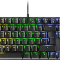 Mars Gaming Teclado Mecanico RGB MK422 - Tecnologia Antipolvo - Efectos de Iluminacion Rainbow - Teclas Ultra-resistentes - Funciones Multimedia y Modo Juego - PR de 1000Hz - Anti-Ghosting Avanzado - Compatibilidad Multiplataforma - Color Negro