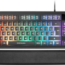 Mars Gaming Teclado Gaming MKAX RGB Control - Compacto TKL - Pulsacion H-Mech - 9 Efectos RGB - Boton Roller Volumen - Reposamuñecas Memory Gel - Compatibilidad Multiplataforma - Color Negro