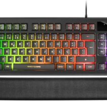 Mars Gaming Teclado Gaming MKAX RGB Control - Compacto TKL - Pulsacion H-Mech - 9 Efectos RGB - Boton Roller Volumen - Reposamuñecas Memory Gel - Compatibilidad Multiplataforma - Color Negro