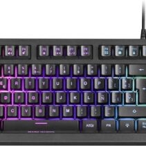 Mars Gaming Teclado MKREVO TKL con Pad Numerico - Tecnologia H-Mech - Iluminacion RGB 12 Modos - Rueda de Control Dual - Compatibilidad Multiplataforma - Color Negro