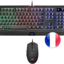 Mars Gaming Combo Gaming MCP100 - Teclado H-Mechanical RED y Raton 3200 DPI - Diseño RGB Profesional - Durabilidad y Precision - Control y Velocidad - Tecnologia H-Mechanical RED- Superficie Antideslizante - Frances - Color Negro