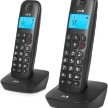 SPC Air Pro Duo Telefono Inalambrico - Pantalla Retroiluminada de 35x22mm - Identificacion de Llamadas - Conexion a Red Telefonica - Conferencia a Tres - Modo Mute - Manos Libres - Ecologico - Color Negro