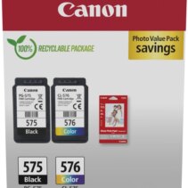 Canon PG575/CL576 Pack de 2 Cartuchos de Tinta Originales + 50 Hojas de Papel Fotografico - 5438C004