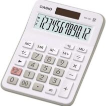 Casio MX-12B Calculadora de Escritorio Pequeña - Pantalla LCD de 12 Digitos - Solar y Pilas - Color Blanco