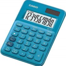 Casio MS-7UC Calculadora de Escritorio - Tecla Doble Cero - Pantalla LCD de 10 Digitos - Solar y Pilas - Color Azul