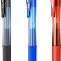 Pentel EnerGel X Pack de 3 Boligrafos de Bola Retractiles Tinta Gel - Punta 0.7mm - Trazo 0.35mm - Recargable - Grip de Agarre - 50% de Materiales Reciclados - Color Negro