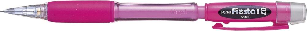 Pentel Fiesta II Portaminas HB 0.7mm con Goma - Incluye 2 Recargas - Grip de Goma - Diseño Ergonomico - Color Rosa