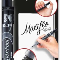 Pentel Maxiflo Flex-Feel Pack de 4 Rotuladores para Pizarra Blanca - Punta Flexible 4.6mm - Dosificacion de Tinta mediante Embolo - Colores Negro