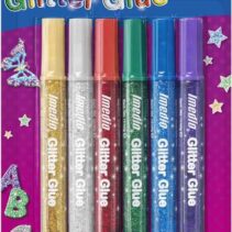 Imedio Glitter Glue "Original" Pack de 6 Tubos de Pegamento con Brillantina 10ml - Para Distintos Materiales - Tubo Extrablando - Boquilla de Precision - Sin Disolventes - Colores Surtidos