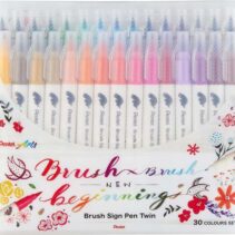 Pentel Brush Sing Pen Twin Pack de 30 Rotuladores con Doble Punta de Pincel Flexible - Punta Ancha 1-4mm