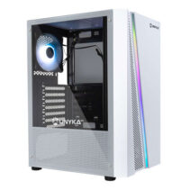 Unykach Glayze Caja Torre ATX - Iluminacion ARGB - Ventana Lateral Cristal Templado - USB-A 2.0/3.2 y Audio - 1 Ventilador 120mm RGB Instalado - Color Blanco