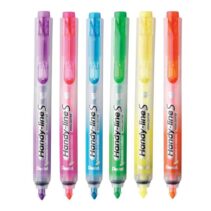 Pentel Handy Line S Pack de 6 Marcadores Fluorescentes Retractiles - Tinta Liquida - Trazo de 1.6 a 3mm - Formato Fino con Clip - Colores  Amarillo