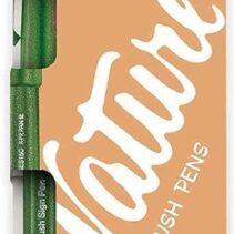 Pentel Brush Sing Pen Nature Pack de 4 Rotuladores con Punta de Pincel - Lineas Finas o Gruesas dependiendo de la Presion - Fabricados con 81% de Plasticos Recicldos - Colores Verde Oliva