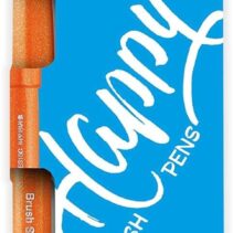 Pentel Brush Sing Pen Happy Pack de 4 Rotuladores con Punta de Pincel - Lineas Finas o Gruesas dependiendo de la Presion - Fabricados con 81% de Plasticos Recicldos - Colores Azul Cielo