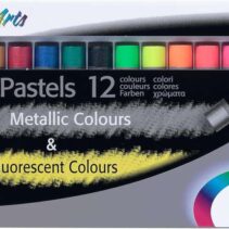 Pentel Oil Pastels Pack de 12 Pasteles Oleo - 6 Metalicos y 6 Fluorescentes - Blandos