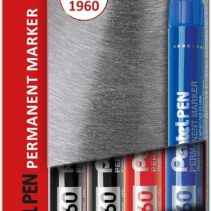 Pentel PenTools Pack de 4 Rotuladores Permanentes Industriales Pentel Pen N60 - Punta Biselada Resistente y Duradera - Trazo 1