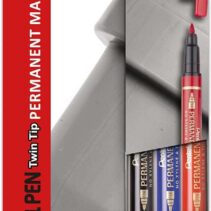 Pentel PenTools Pack de 3 Rotuladores Permanentes Industriales Pentel Pen Twin Tip - Doble Punta - Extrafina 0