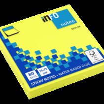 Global Notes inFO Brillant Bloc de 80 Notas Adhesivas 75 x 75mm - Certificacion FSC? - Color Amarillo