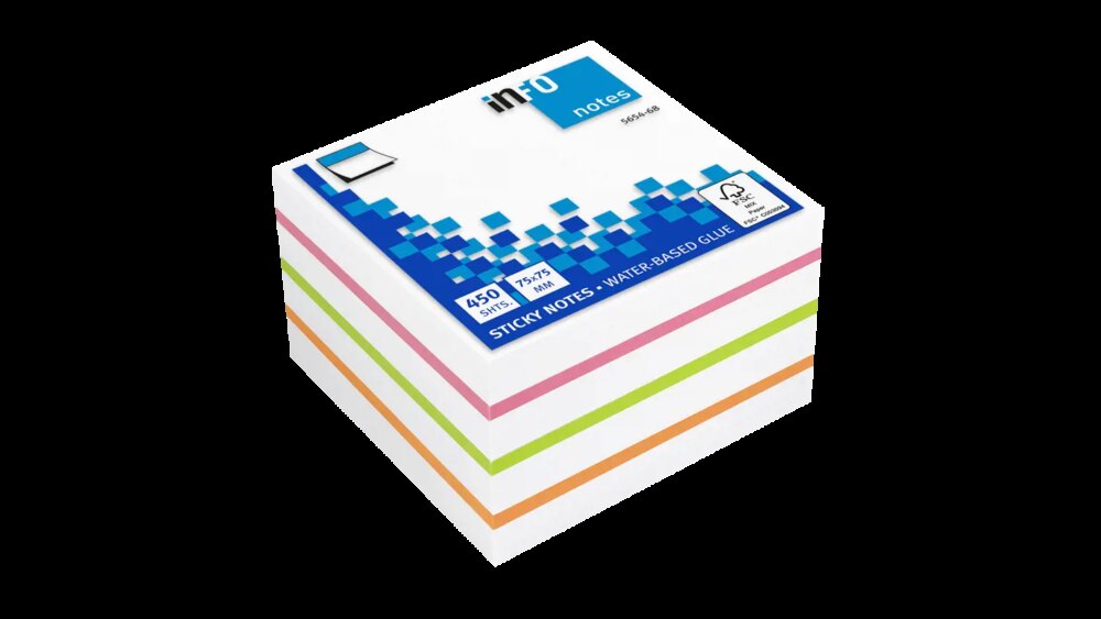 Global Notes inFO Cubo de 450 Notas Adhesivas 75 x 75mm - Certificacion FSC? - Colores Verde