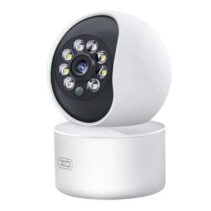 XO Camara de Seguridad Wifi - Resolucion 3mpx 2304x1296 - Deteccion de Movimiento 0-10m - Vision Nocturna - Intercomunicador de Voz - Grabacion en Bucle - Rotacion Ajustable - Soporta MicroSD hasta 128Gb - Color Blanco