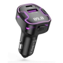 XO Adaptador Bluetooth para Vehiculos - Reproduce en Altavoces de Vehiculos - Entrada 12/24V - Salidas USB-A y Tipo C - Rango de Frecuencia 87.5-108Mhz - Pantalla LED - Funcion Manos Libres - Color Negro