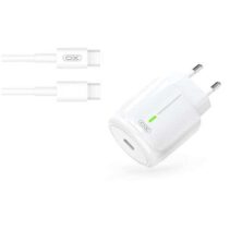 XO Cargador de Carga Rapida 20W - Puerto Tipo C - Carga + Del 50% en 30 Minutos - Proteccion de Sobretensiones - Incluye Cable de Carga Tipo C - Color Blanco