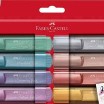 Faber-Castell Textliner 46 Metallic Pack de 8 Marcadores Fluorescentes - Punta Biselada - Trazo entre 1mm y 5mm - Tinta con Base de Agua - Colores Surtidos