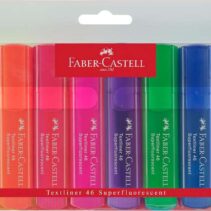 Faber-Castell Textliner 46 Superfluorescente Pack de 8 Marcadores Fluorescentes - Punta Biselada - Trazo entre 1mm y 5mm - Tinta con Base de Agua - Colores Surtidos