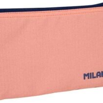 Milan Serie 1918 Estuche Portatodo 5 Compartimentos - Tejido Resistente a las Roturas y Rasgaduras - Medidas 22x12x4cm - Color Rosa