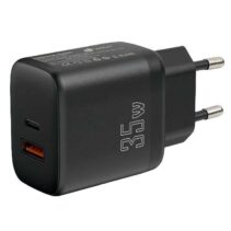 Leotec Cargador para Smartphone 35W con Puertos USB-C PD 3.0 y USB-A - Proteccion contra Sobrecorriente y Cortocircuito - Color Negro