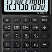 Casio SL-1000SC Calculadora de Bolsillo - Pantalla Extragrande de 10 Digitos - Alimentacion Solar y Pilas - Color Negro