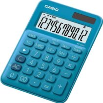 Casio MS-20UC Calculadora de Sobremesa Pequeña - Pantalla LCD de 12 Digitos - Alimentacion Solar y Pilas - Color Azul