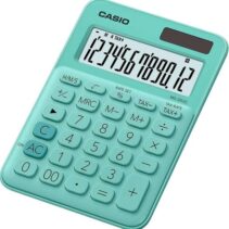 Casio MS-20UC Calculadora de Sobremesa Pequeña - Pantalla LCD de 12 Digitos - Alimentacion Solar y Pilas - Color Verde